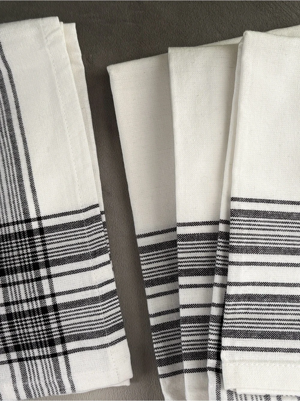 Williams Sonoma Black and White Striped Cotton Kitchen Towels